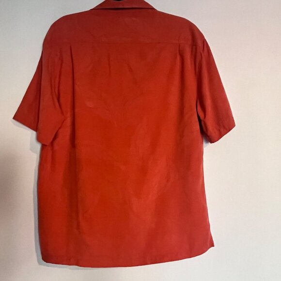 Caribbean Silk Blend Mens Short‎ Sleeve Button Down Shirt Size M - Picture 2 of 5